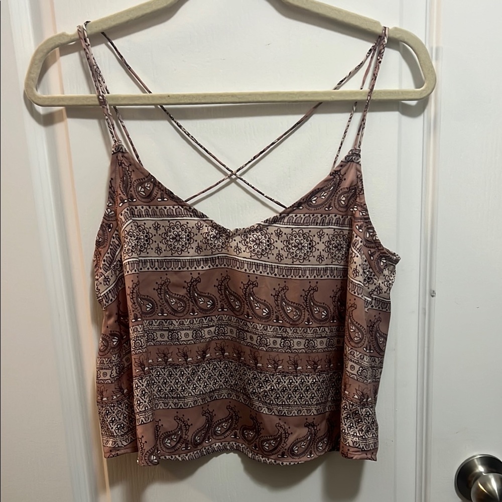 Paisley Print Strappy Top - Mauve